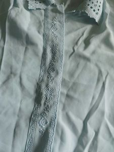 Light Blue Lace Trim Blouse