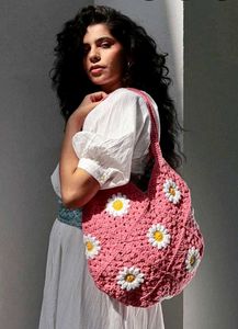 Chic Crochet Daisy Tote Bag