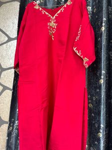 Elegant Red Kurta with Gold Embroidery
