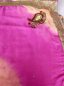 Beautiful Tie-Dye Saree with Embellishments
