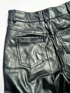 Shein Black Leather Wide Leg Pants XS 28-30