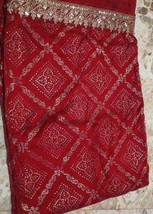 Designer red party wear saree