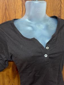 Brown Henley Neck T-Shirt