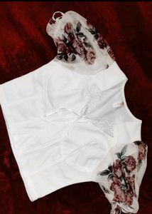 Chic White Lace Trim Corset Top