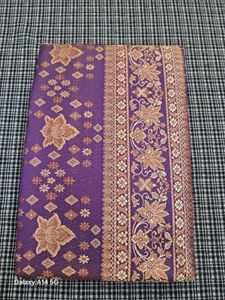 Elegant Purple Saree with Golden Floral