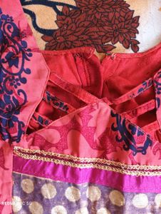 Red Printed saree with blouse