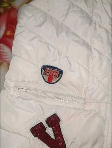 Vintage White Puffer Vest with Patches