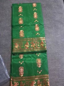 Green Silk Saree with Intricate Motifs