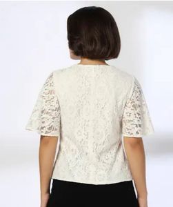 Elegant Lace V-Neck Flutter Sleeve Top