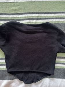 Black Corset Style Long Sleeve Top