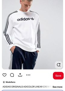 Adidas White Striped Sweatshirt