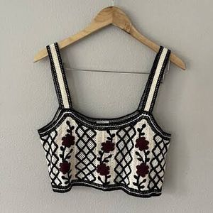 Crocheted Floral Crop Top