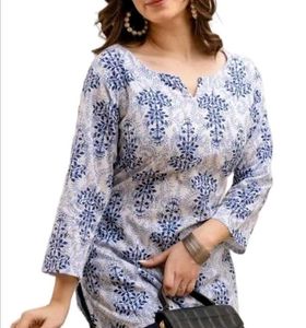 Blue Floral Print Kurta with pants
