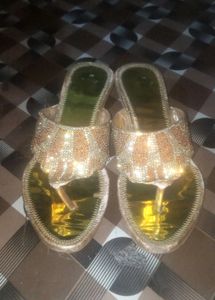 Beautiful Orangish Golden Stone Heels