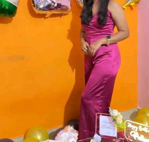 Stylish Pink Satin Jumpsuit
