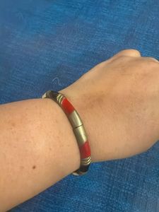 Unique Red & Gold Tone Bangle Bracelet