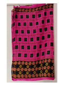 Vibrant Pink Saree with Geometric Print