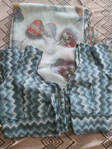 Beautiful Blue Saree with Leaf Print