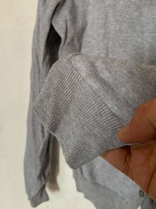 Grey Button-Up Cardigan
