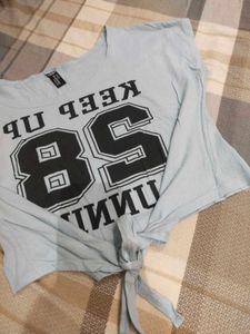 Graphic Tie-Front Crop Top