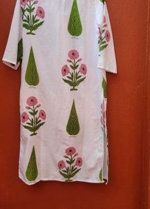 White Floral Kurta Set for Women