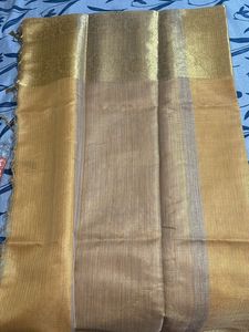 yellow with gold border saree