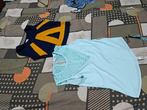 Light Blue Tunic Top and crop t shirt free