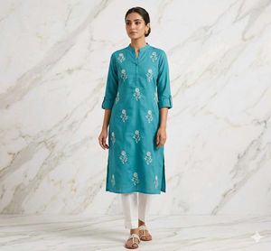 💙Teal Embroidered Kurta