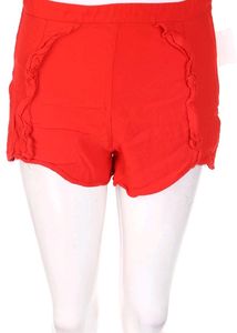 Womens H &amp; M Red Ruffle High Waisted Short