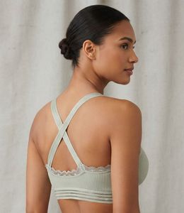 Ribbed Lace Trim Bralette