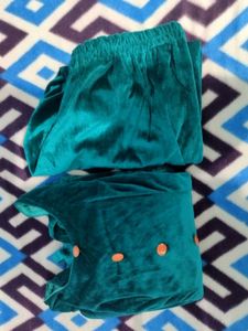 Sea Green Velvet kurta set