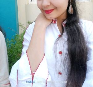 White Top And Red Side Cut Long Skirt (Ethnic Wear)