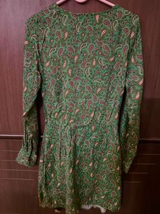 Mango Green Paisley Print Wrap Dress