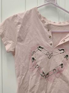 Pink Graphic Heart T-Shirt