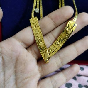 Gold Tone Omega "Choker" Necklace With Channel Set