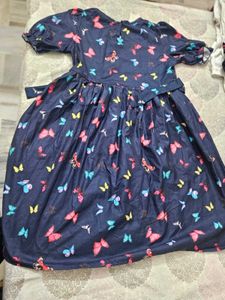 Navy Butterfly Print Dress
