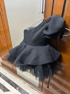 Cute Black Party Dress with Flowers