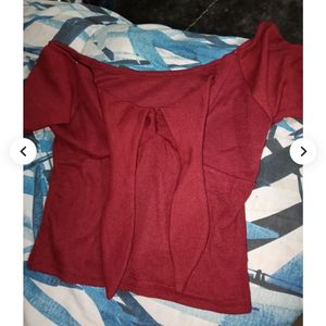 free delivery Burgundy Knot-Front Crop Top