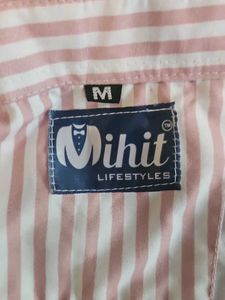 Men’s Pink &amp; White Striped Casual Shirt