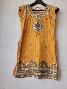 Heavy Mirror Work and Silk Kurta With Sequin Work