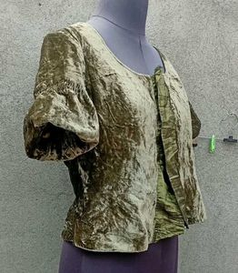 Velvet Ruffle Sleeve Blouse