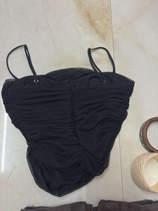 Chic Black Ruched Cami corset