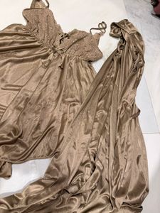 Elegant Lace Trimmed Satin Nightgown