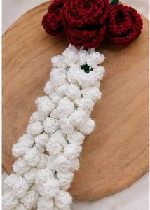 Handmade Crochet Rose &amp; White Flower Necklace