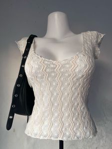 White Lace Cap Sleeve Top