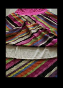 Striped A-Line Skirt with Pink Waistband