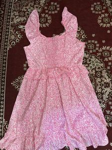 Pink Floral Ruffle Dress