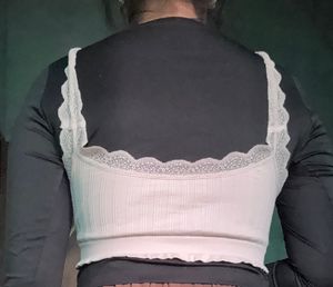 Peach Lace Trim Ribbed Bralette