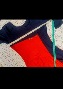 Orange &amp; Navy Blue Kurta Set