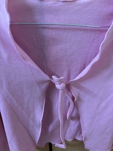 Cute Pink Tie-Front Cardigan
